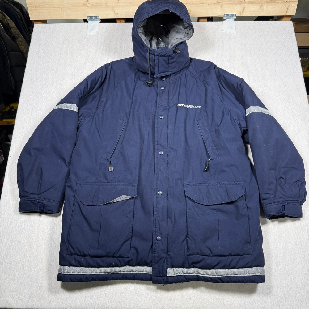 WearGuard Skyway Airlines Parka Mens 2XL Navy Blue Heavy Duty Insulated Jacket